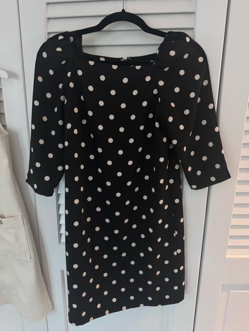 Ann Taylor Black Dress with White Polka Dots - Long Sleeve Shift